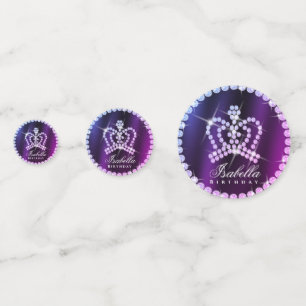 Glittering Crown Blue Purple Satin Table Confetti