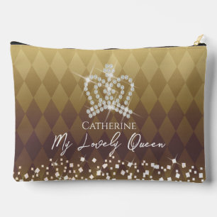 Glittering Crown Gold Accessory Pouch