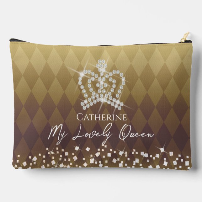Glittering Crown Gold Accessory Pouch (Back)