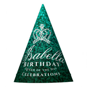 Glittering Crown Green Party Hat