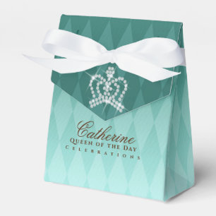 Glittering Crown Luxury Aqua Favour Box