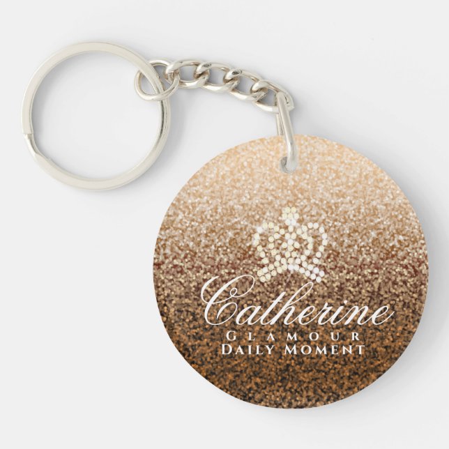 Glittering Crown Luxury Gold Key Ring (Front)