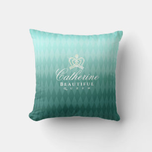 Glittering Crown Luxury Green Cushion
