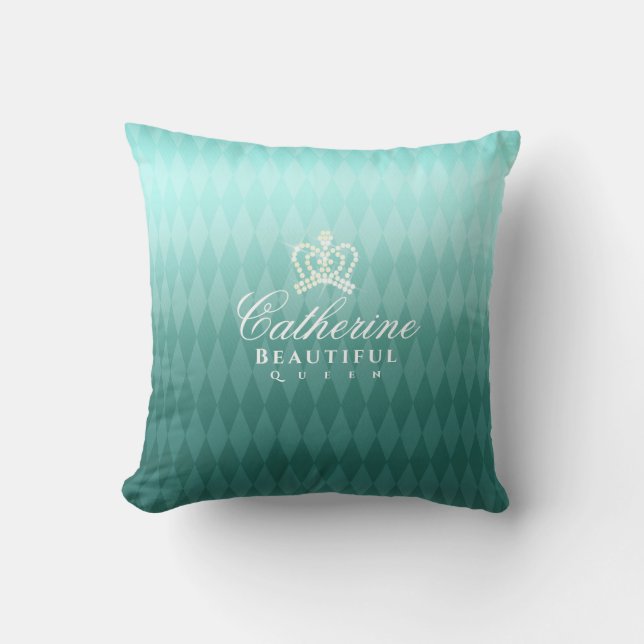 Glittering Crown Luxury Green Cushion (Front)