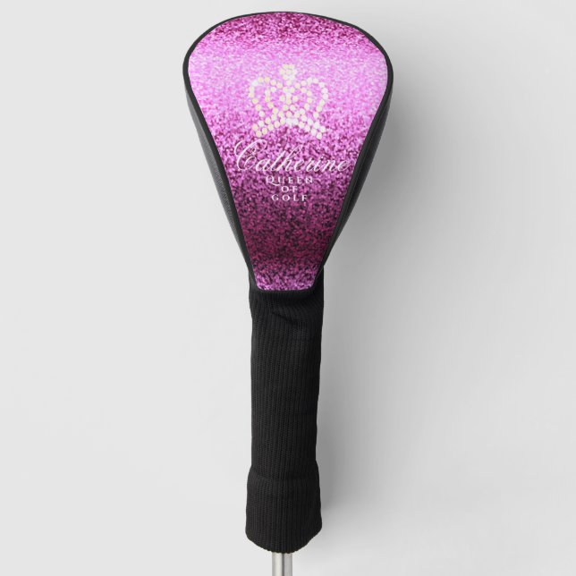 Glittering Crown Magenta Golf Head Cover (Front)