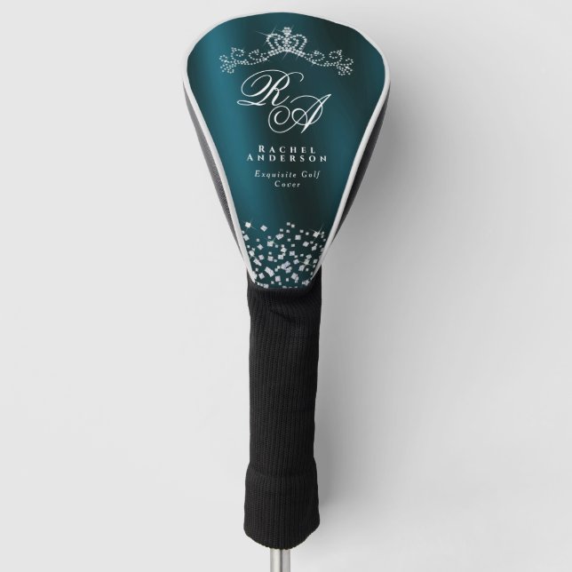 Glittering Crown Monogram Green Golf Head Cover (Front)