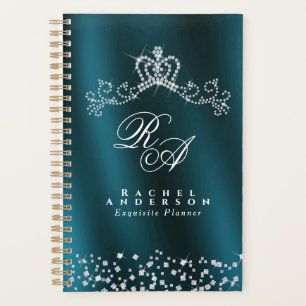 Glittering Crown Monogram Green Planner