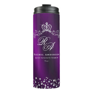Glittering Crown Monogram Magenta Thermal Tumbler