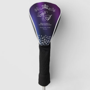 Glittering Crown Monogram Purple Blue Golf Head Cover