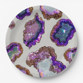 Glittering Crystal Geode  Paper Plate