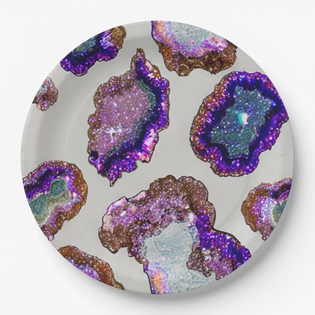 Glittering Crystal Geode  Paper Plate (Front)