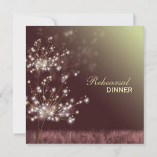 Glittering Dandelions Wedding Rehearsal Dinner Invitation