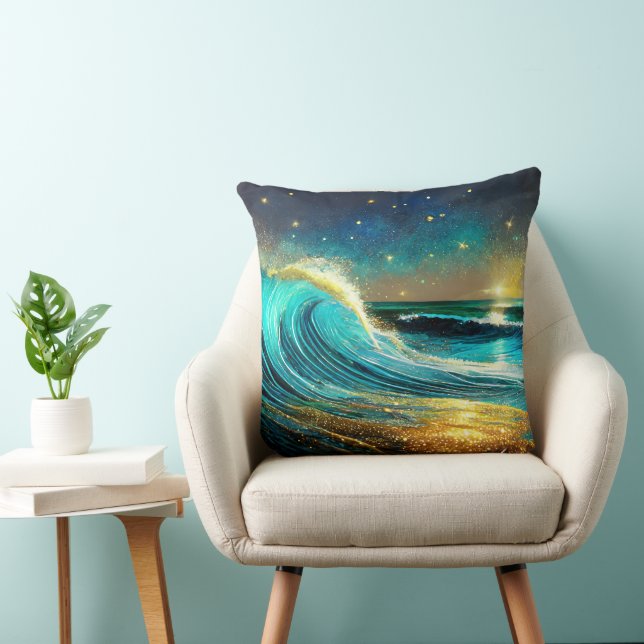 Glittering Divergent Ocean Waves Cushion (Chair)