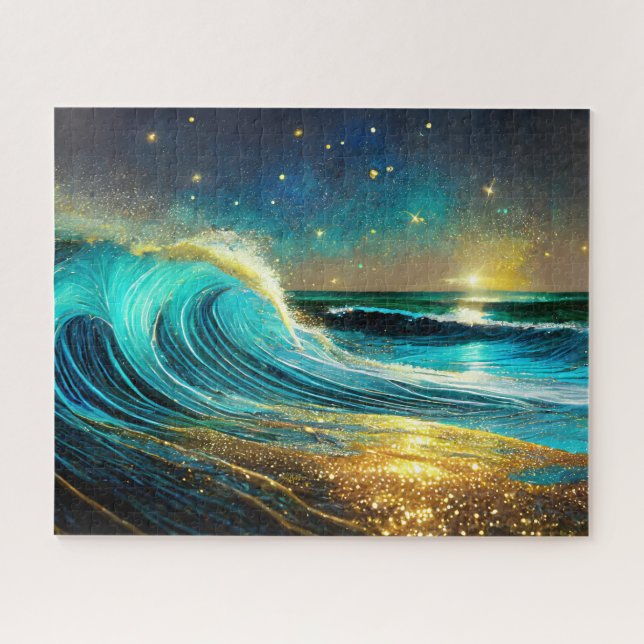 Glittering Divergent Ocean Waves Jigsaw Puzzle (Horizontal)