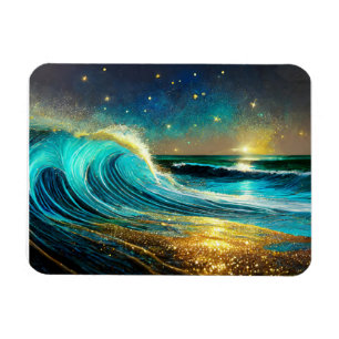 Glittering Divergent Ocean Waves Magnet