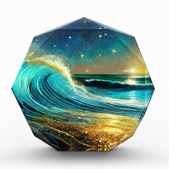 Glittering Divergent Ocean Waves Photo Block (Front)
