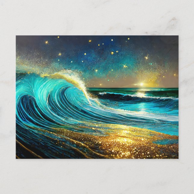 Glittering Divergent Ocean Waves Postcard (Front)
