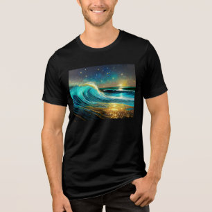 Glittering Divergent Ocean Waves Tri-Blend Shirt