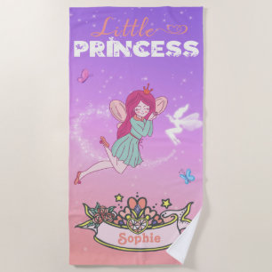 👸Glittering Fairy Princess Custom Name Beach Towel