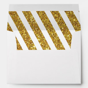 Glittering Faux Gold Stripe   Holiday Card Envelope