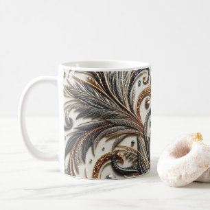 Glittering floral pattern with gemstone coffee mug