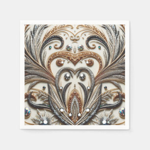 Glittering floral pattern with gemstone napkin