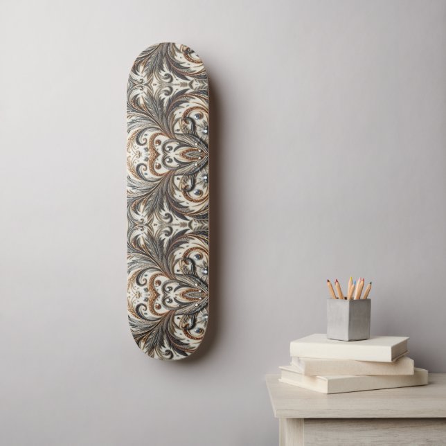 Glittering floral pattern with gemstone skateboard (Wall Art)