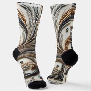 Glittering floral pattern with gemstone socks