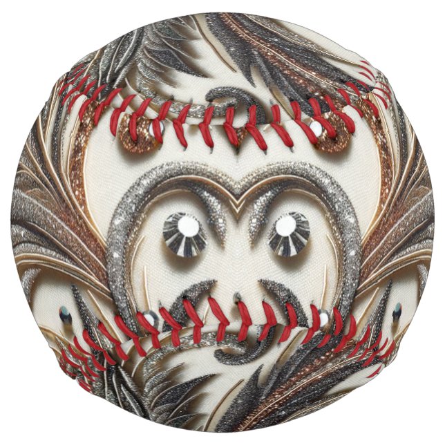 Glittering floral pattern with gemstone softball (Front)