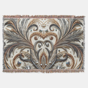 Glittering floral pattern with gemstone throw blanket