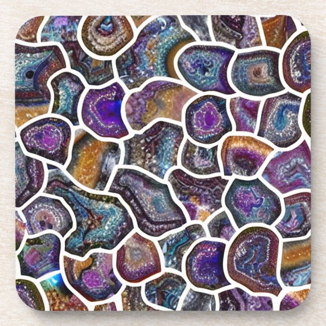 Glittering Geode Mosaic Coaster (Front)