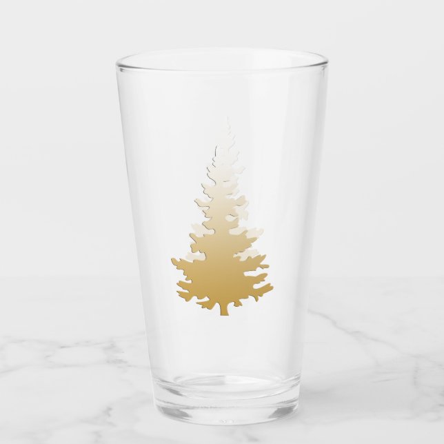 Glittering Gold Christmas Tree Glass (Front)