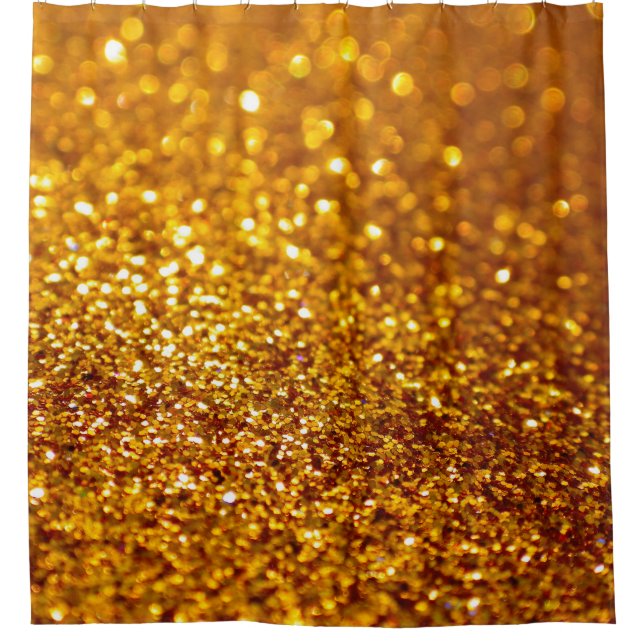 Glittering Gold Glitter Pattern Shower Curtain (Front)