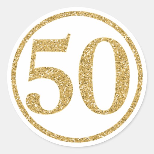 Image of Glittering Gold Number 50 Anniversary Classic Round Sticker