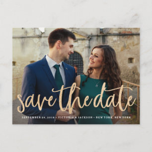 Glittering Gold Save the Date Postcard