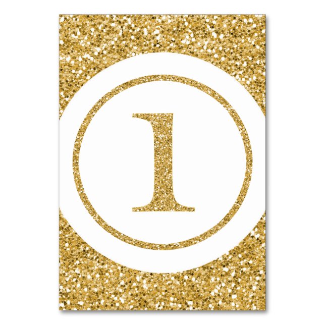 Glittering Gold Table Number Cards (Front)