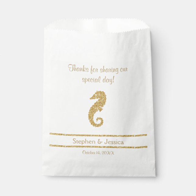 Glittering Gold "Thanks...Sharing Our Day" Favour Bags (Front)