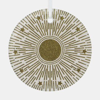Glittering golden sun, vintage rays. glass tree decoration