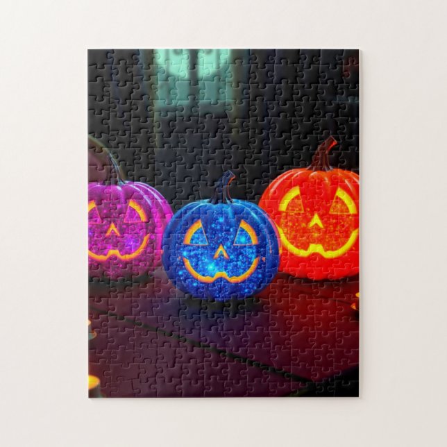 Glittering Halloween Pumpkins!  Jigsaw Puzzle (Vertical)