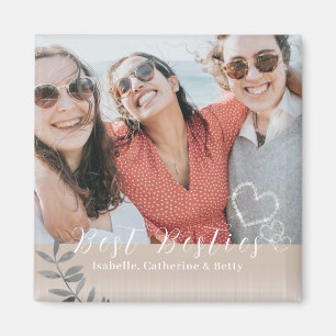 Glittering Hearts Besties Photo Magnet
