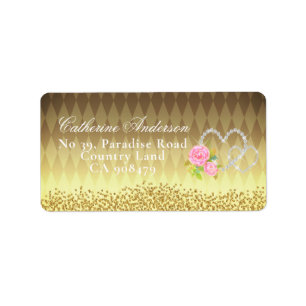 Glittering Hearts Floral Gold Label