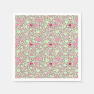 Glittering Hearts Pattern 01 LGreen BG Napkin