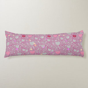 Glittering Hearts Pattern 01 Lgrey BG Body Cushion