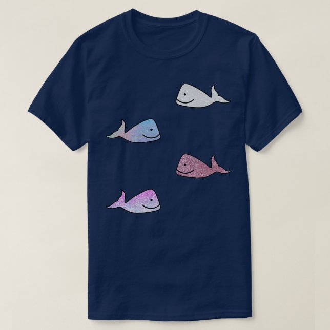 Glittering Holographic Cute Whale Sticker Pack T-Shirt (Design Front)