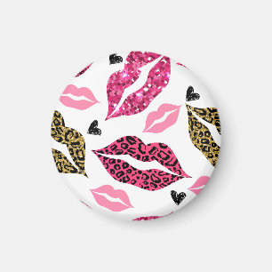 Glittering Lips: Leopard Fashion Pattern Magnet
