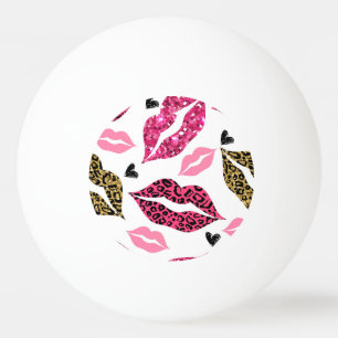 Glittering Lips: Leopard Fashion Pattern Ping Pong Ball