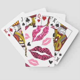Glittering Lips: Leopard Fashion Pattern Playing Cards