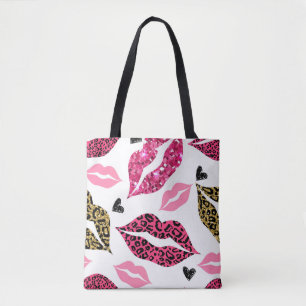 Glittering Lips: Leopard Fashion Pattern Tote Bag