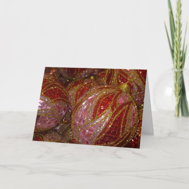 Glittering Luxury Christmas Balls Holiday Card (Front)