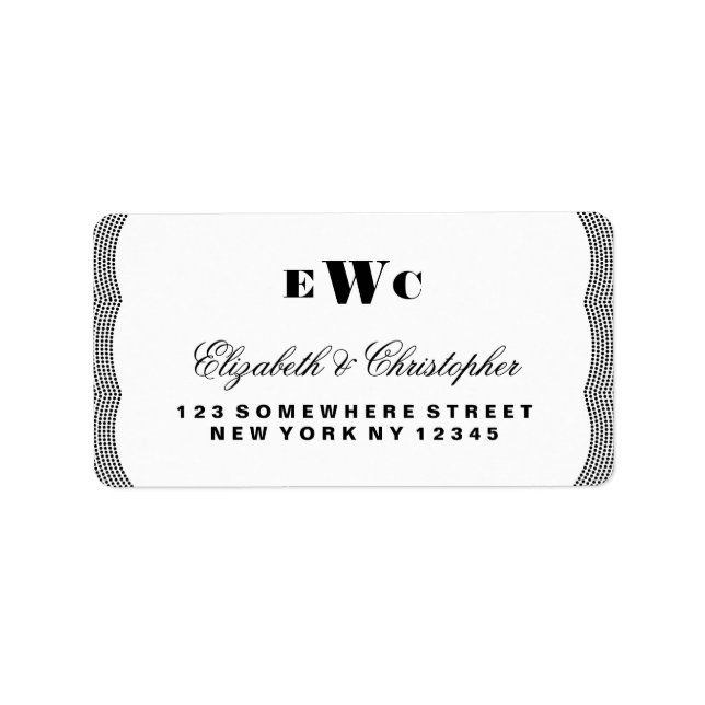Glittering Monogram Wedding Address Label (Front)